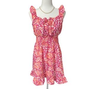 Lily Rose Ruffle Pink Butterfly Mini Dress Size Large